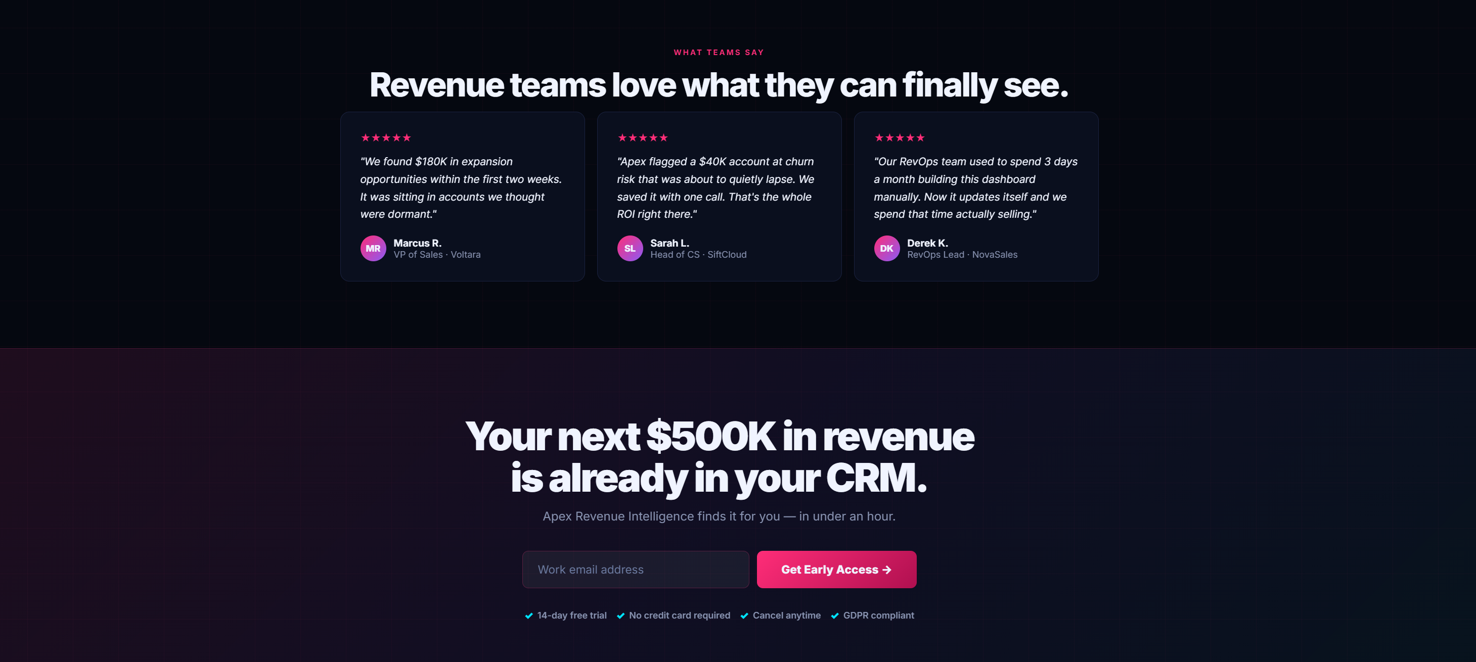 Apex Revenue Intelligence website